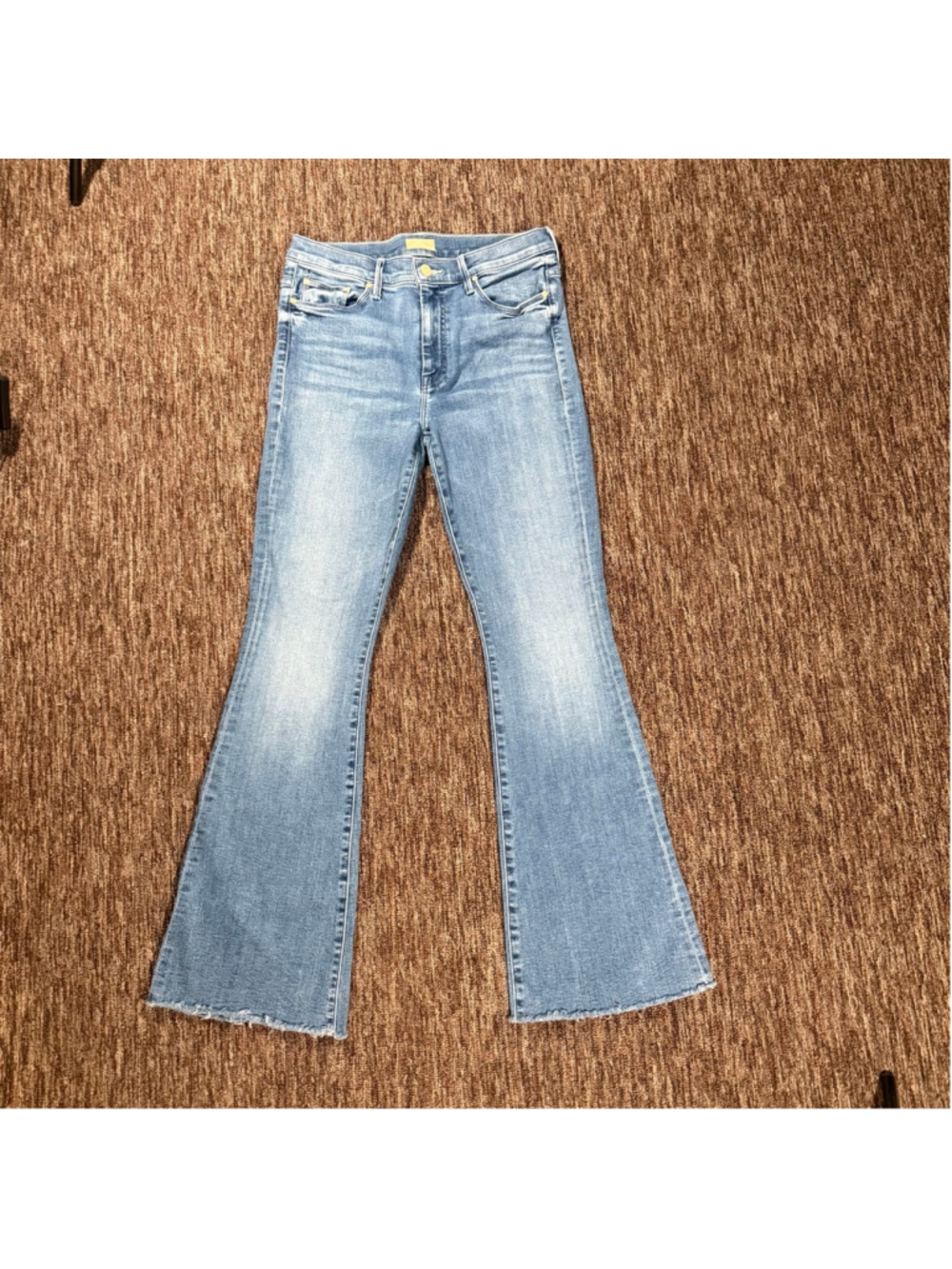 MOTHER The Weekender Fray Jeans I Wet My Plants Denim Flare Blue Women’s 29